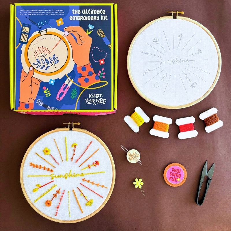 Beginner's Friendly Embroidery Stitches Learning Kit - Sunshine