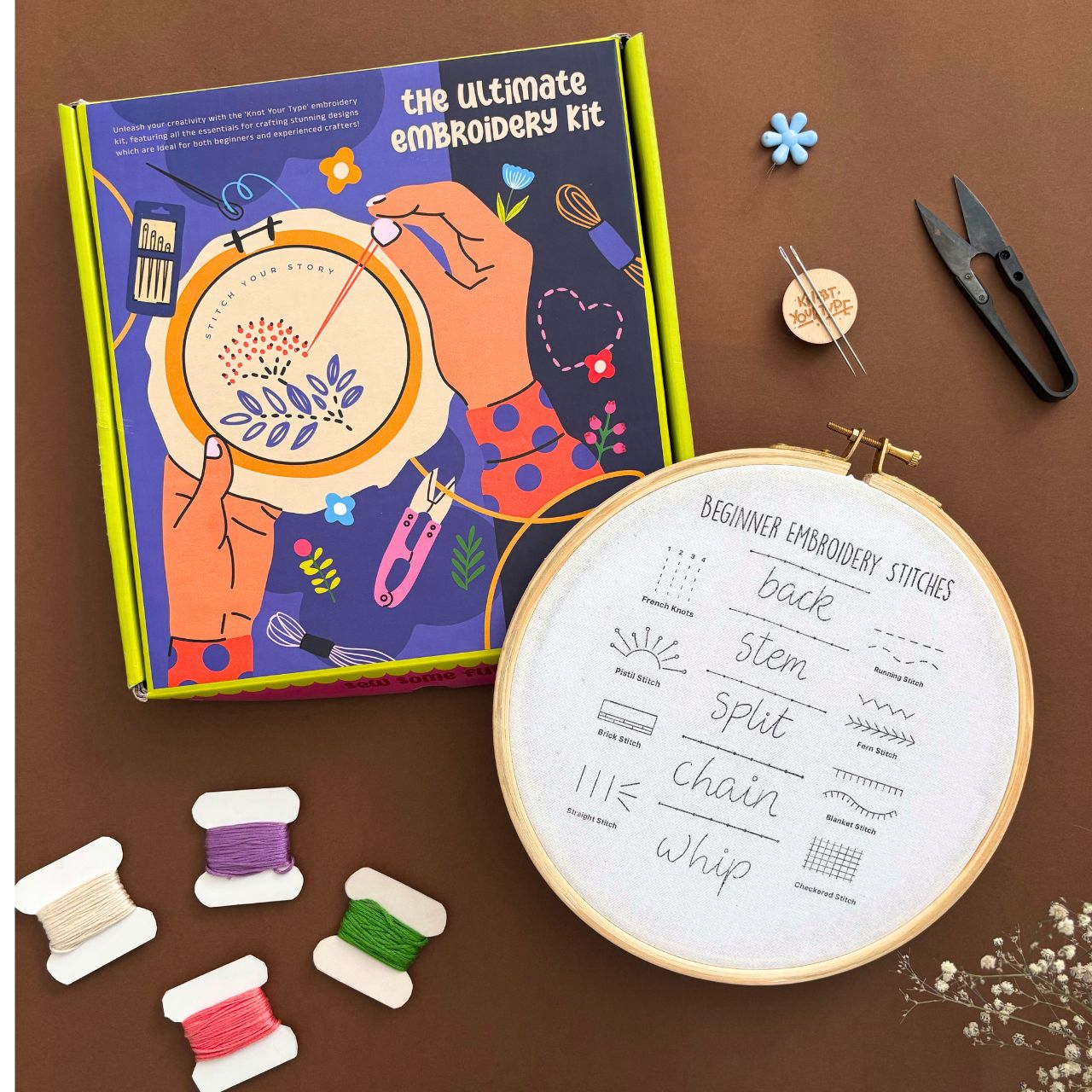 Beginner's Friendly Embroidery Learning DIY Kit - Stitches