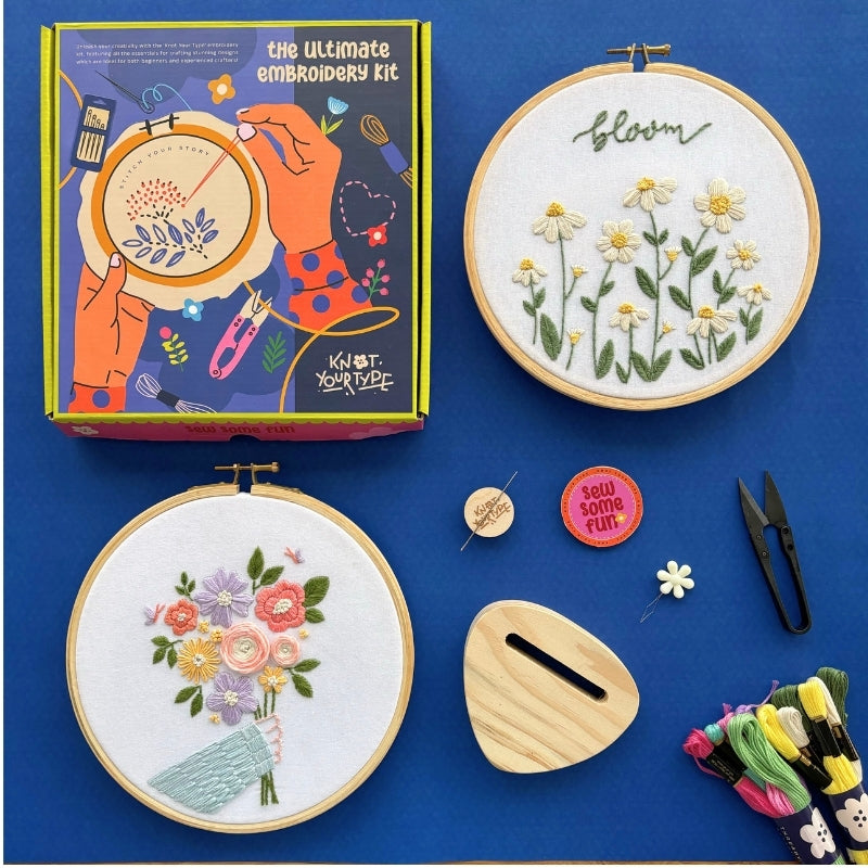 Bloom & Floral DIY Embroidery Kit - Bundle Of 2