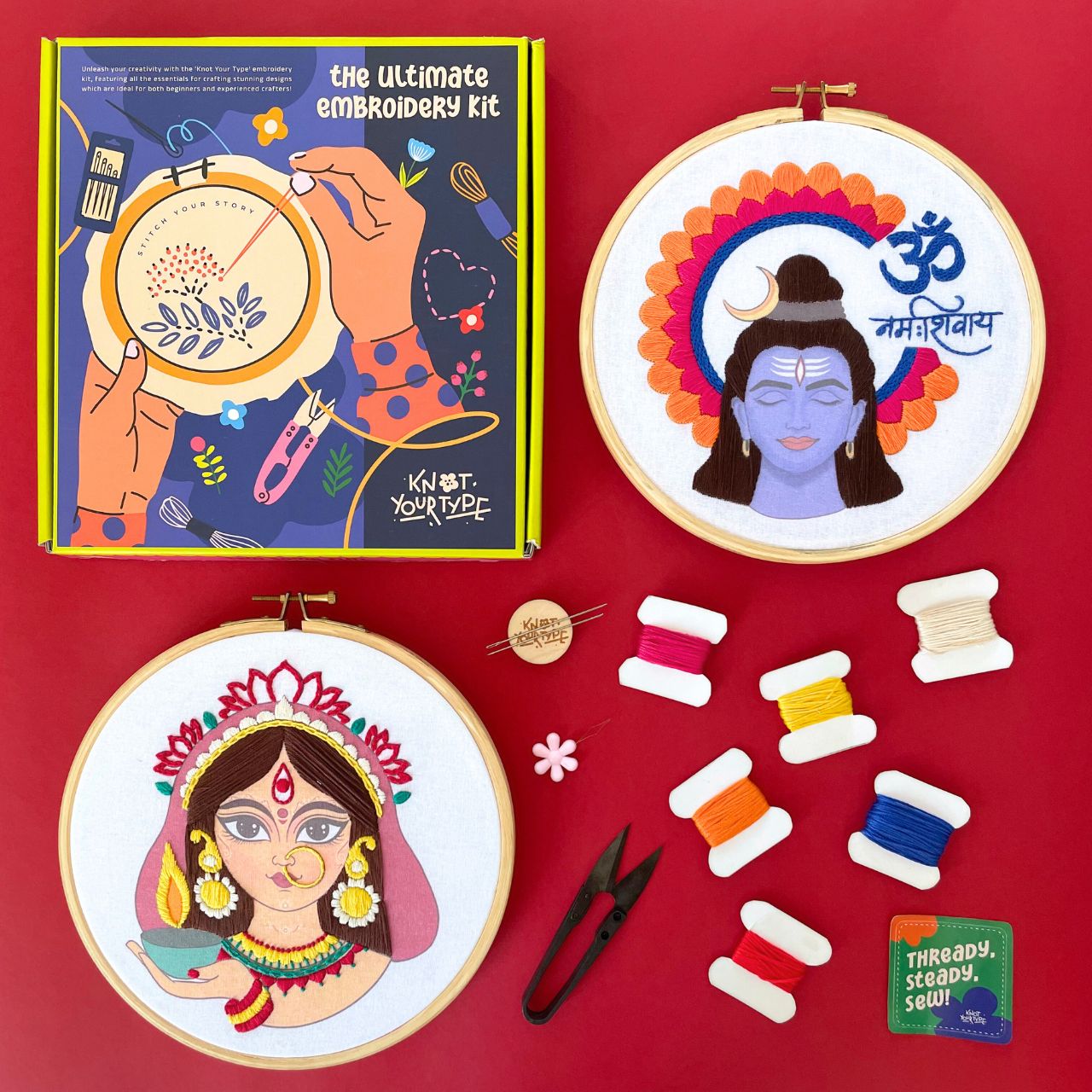 Shiva & Parvati - DIY Embroidery Kit Bundle Of 2