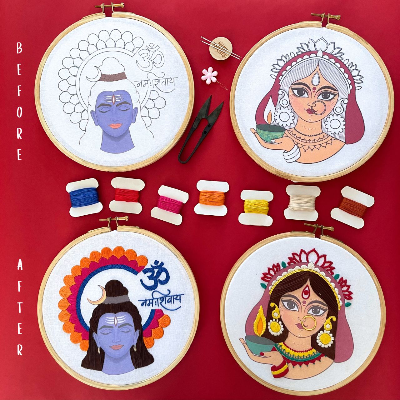 Shiva & Parvati - DIY Embroidery Kit Bundle Of 2