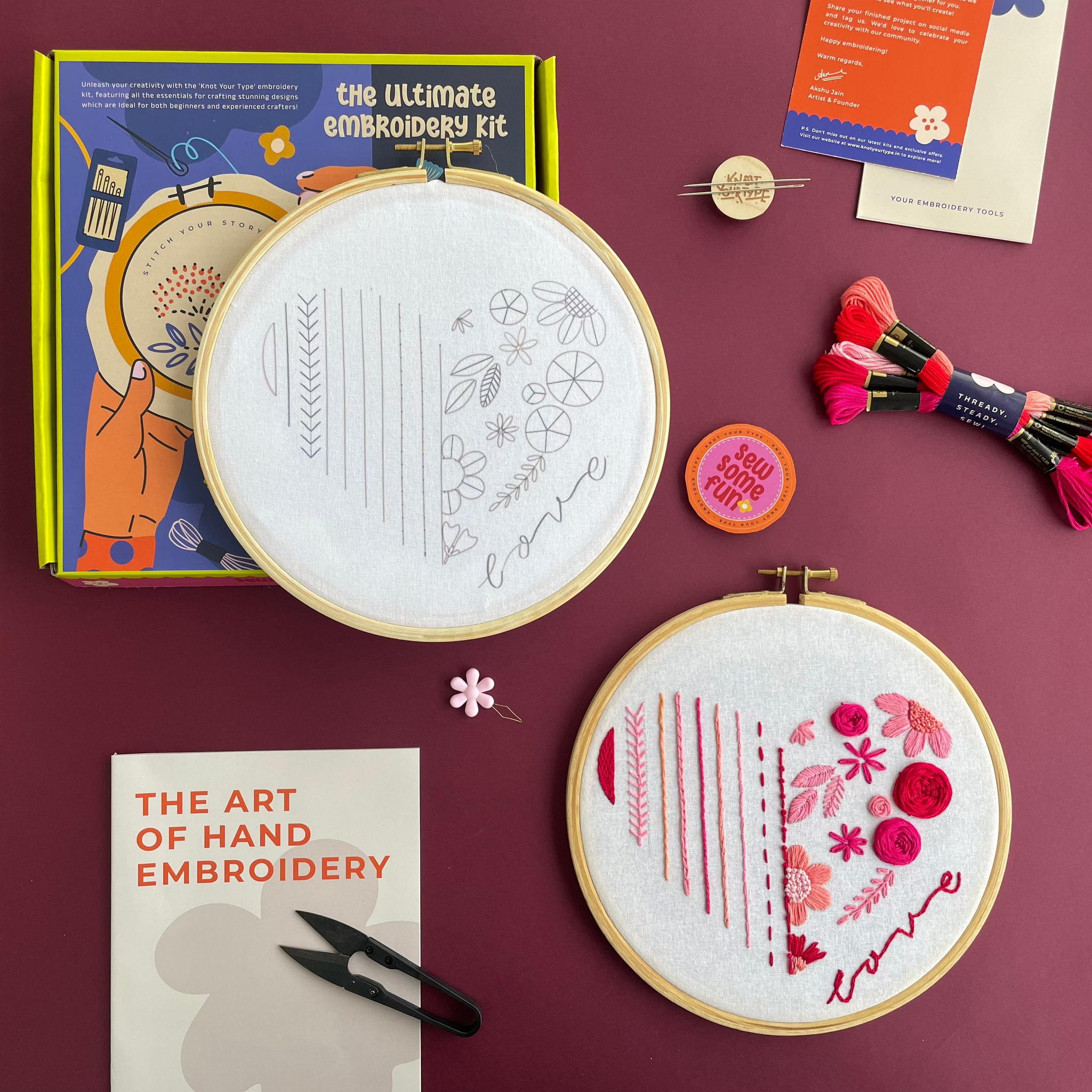 Beginner's Friendly Embroidery Learning DIY Kit - Love