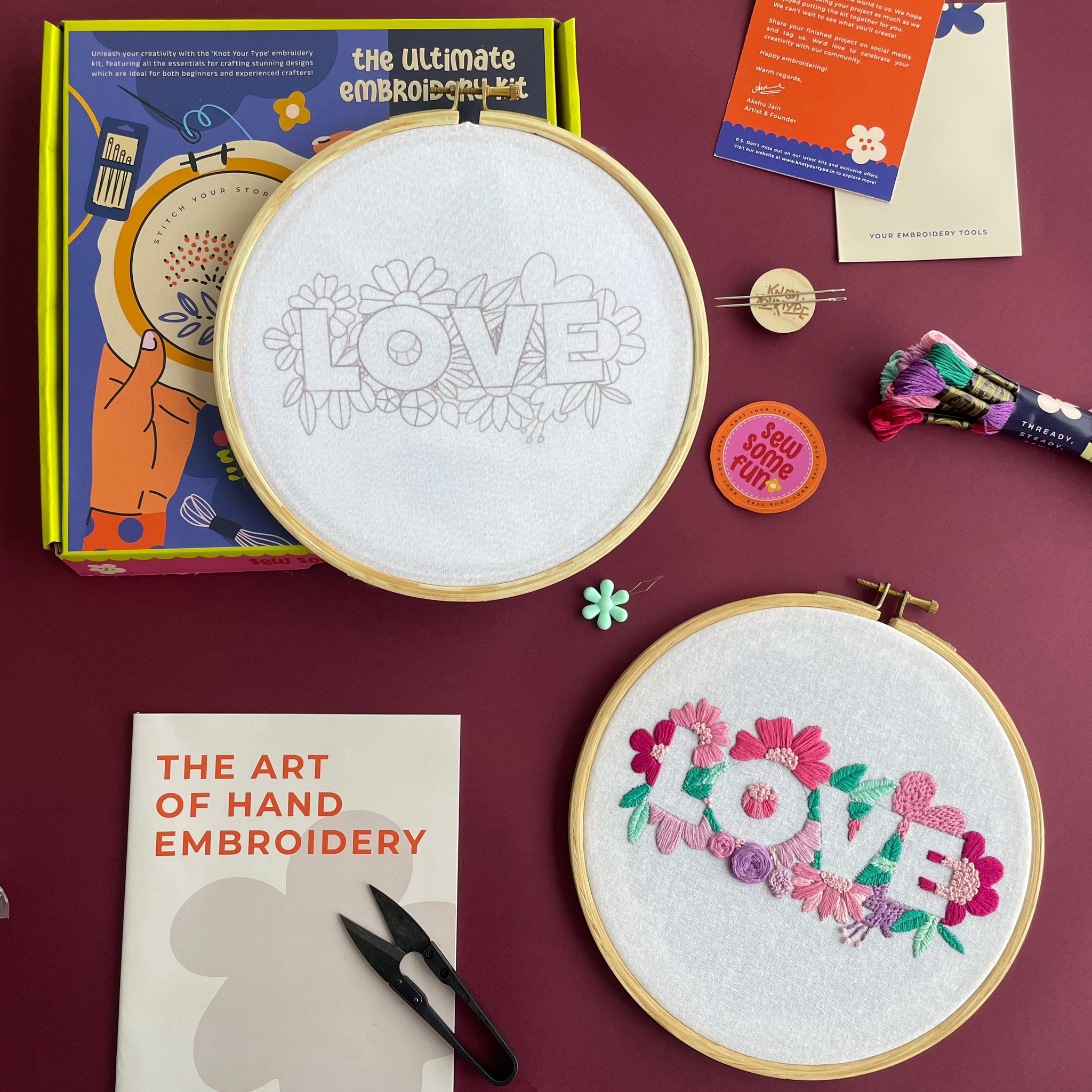 Love Initial DIY Embroidery Kit